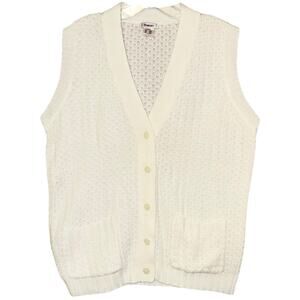 Vintage Knit Sweater Vest, Cardigan Cream, Off White Womens Medium / Large